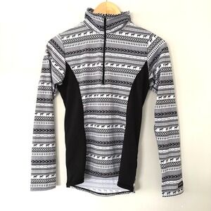 Kerrits‎ Performance Riding Top XS Black White Horse Bit Long Sleeve Quarter Zip
